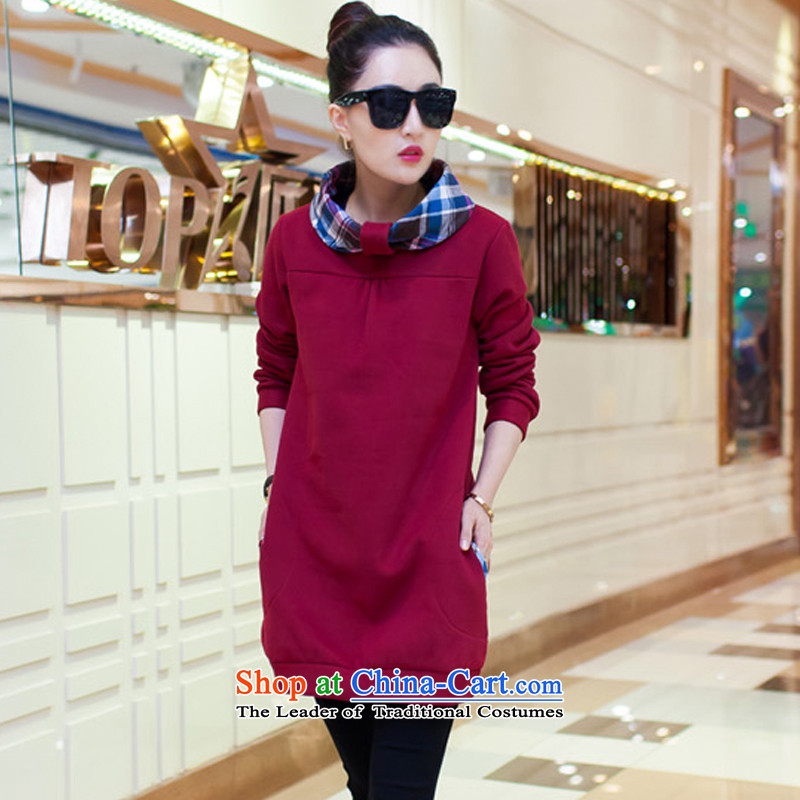 Memnarch Rikke long-sleeved dresses 2015 new larger women fall/winter collections to intensify the Korean Sleek and versatile thick mm dresses autumn XXXL wine red 135-150 matters . 112 25 catty, Memnarch coreara na (lei) , , , shopping on the Internet