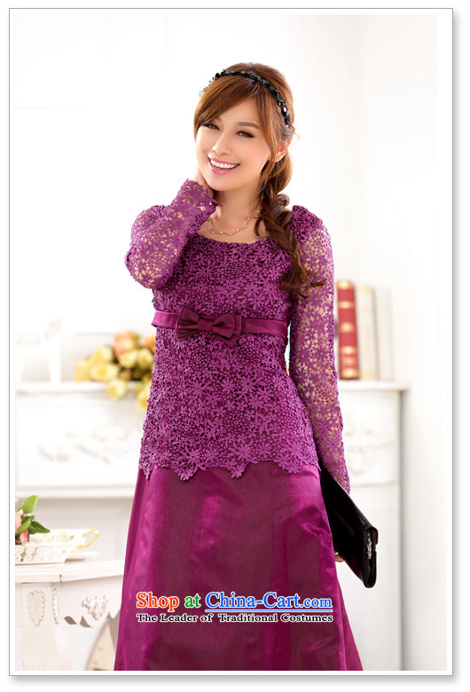 Xl Kumabito 2015 new women's Western Wind hosted a long-sleeved skirt lace engraving wedding dinner evening dresses long skirt purple XL 120-140 catty picture, prices, brand platters! The elections are supplied in the national character of distribution, so action, buy now enjoy more preferential! As soon as possible.