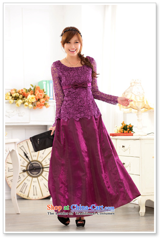 Xl Kumabito 2015 new women's Western Wind hosted a long-sleeved skirt lace engraving wedding dinner evening dresses long skirt purple XL 120-140 catty picture, prices, brand platters! The elections are supplied in the national character of distribution, so action, buy now enjoy more preferential! As soon as possible.