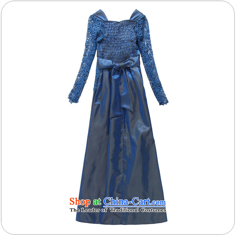 Xl Kumabito 2015 new women's Western Wind hosted a long-sleeved skirt lace engraving wedding dinner evening dresses long skirt purple XL 120-140, Constitution Yi shopping on the Internet has been pressed.