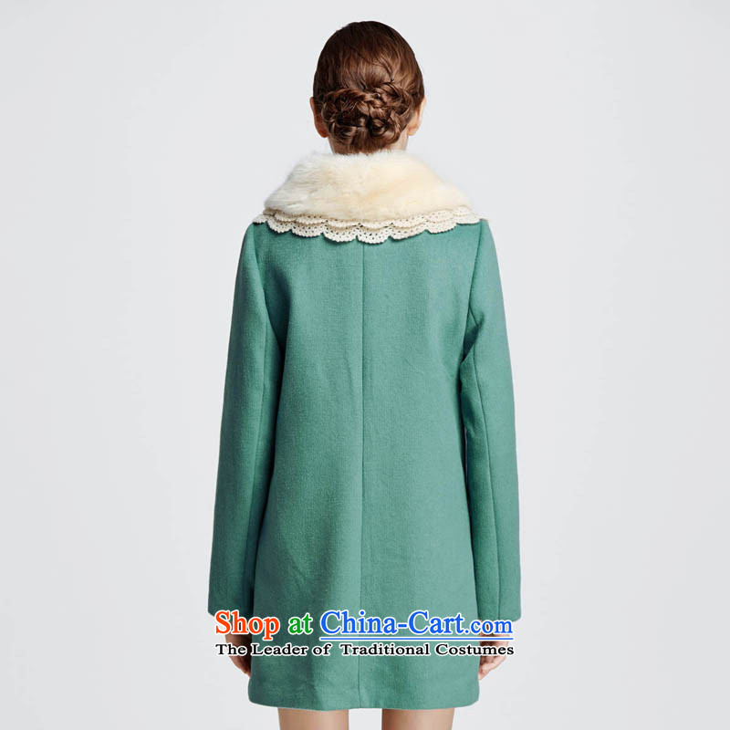 Chaplain who winter clothing new Korean version can be shirked gross for pure color long coats jacket 634112195 Sau San green 155/S, chaplain who has been pressed shopping on the Internet