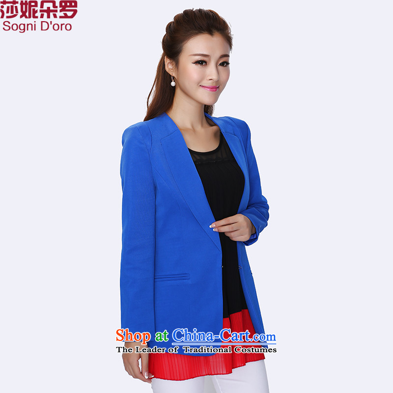 Maximum number of ladies thick mm2014 fall inside the new Korean version of Sau San video long-sleeve sweater thin small business suit suit 8733?6XL blue