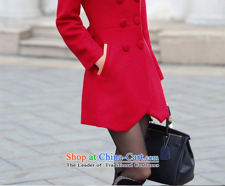 Trojan Women 2015 as autumn and winter new Korean fashion sense of gross? coats that long red color jacket)? M picture, prices, brand platters! The elections are supplied in the national character of distribution, so action, buy now enjoy more preferential! As soon as possible.