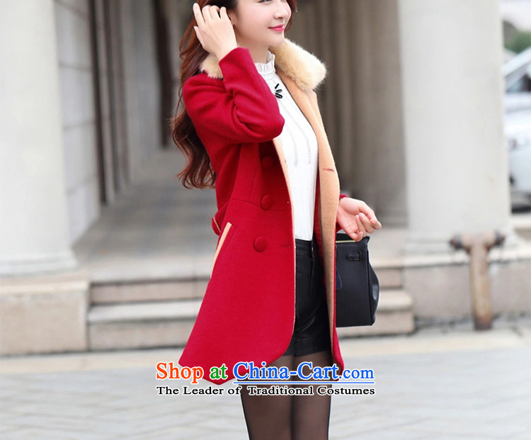 Trojan Women 2015 as autumn and winter new Korean fashion sense of gross? coats that long red color jacket)? M picture, prices, brand platters! The elections are supplied in the national character of distribution, so action, buy now enjoy more preferential! As soon as possible.