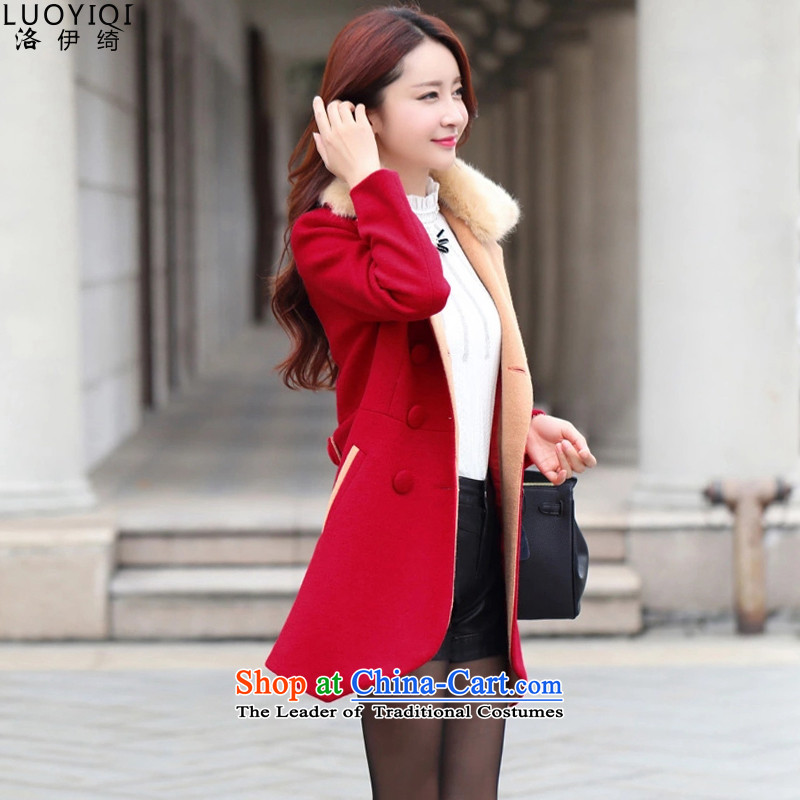 Trojan Women 2015 as autumn and winter new Korean fashion sense of gross? coats that long red color jacket)? M'MYee (luoyiqi) , , , shopping on the Internet