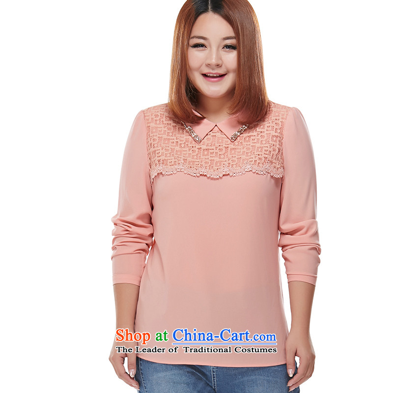 Msshe xl shirt long-sleeved shirt pink2XL