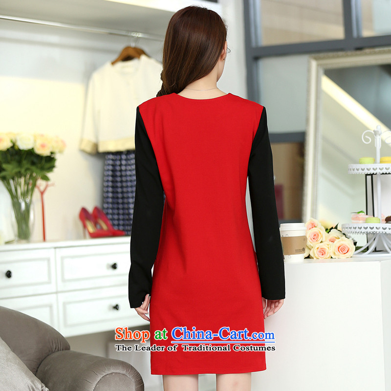 So clearly to xl female thick mm2014 autumn and winter load new V-neck, forming the thin long-sleeved pockets of Sau San video dresses S2704 2XL, orange of staff (smeilovly) , , , shopping on the Internet