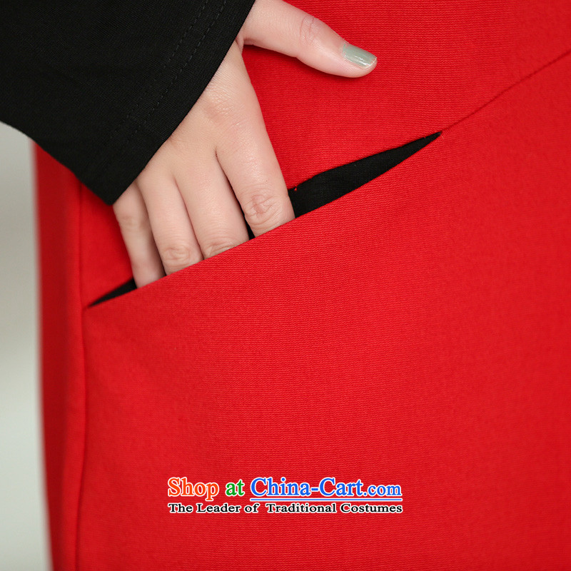 So clearly to xl female thick mm2014 autumn and winter load new V-neck, forming the thin long-sleeved pockets of Sau San video dresses S2704 2XL, orange of staff (smeilovly) , , , shopping on the Internet