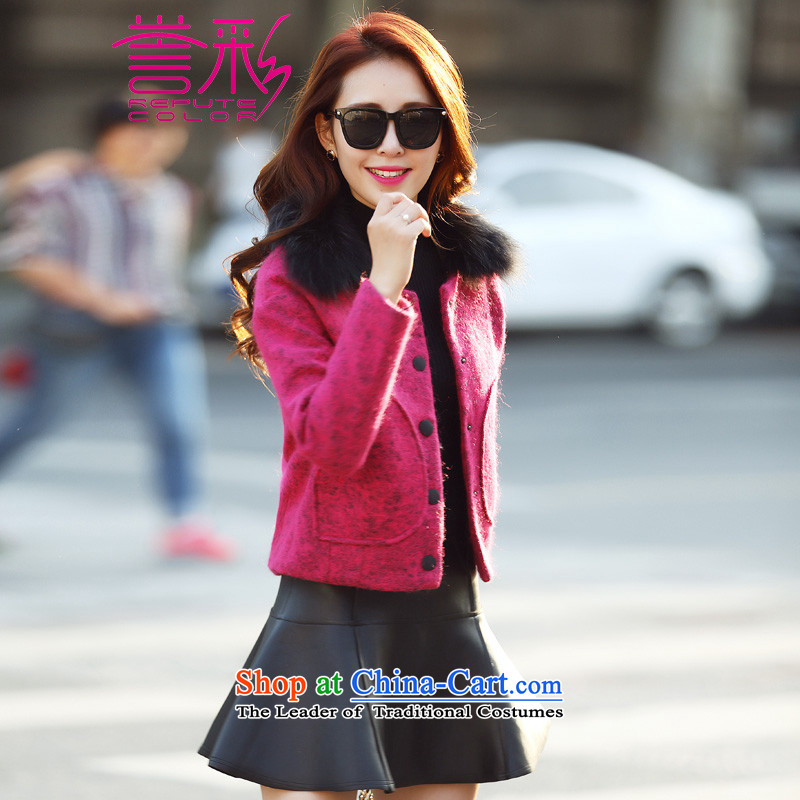 Also known 2015 autumn and winter new Korean Nuclear Sub gross collar rabbit hair? jacket a wool coat T517 female red , L, goodwill of repute color (color) , , , shopping on the Internet