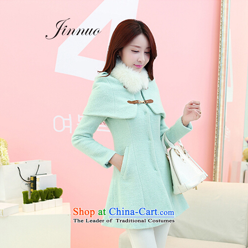 The world of Kam Chun replacing winter Yuet 2014 Women's sweet gentlewoman Sau San long in video thin England wind can be shirked small cloak Gross Gross for a wool coat wind jacket mint green M Kam World of Yue , , , shopping on the Internet