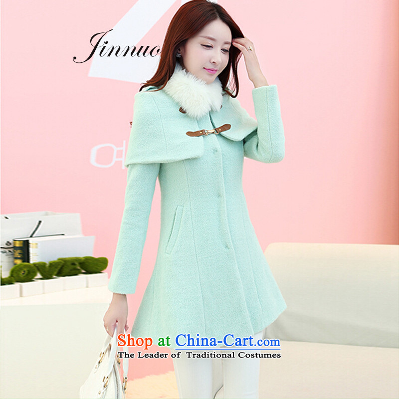 The world of Kam Yuet-sweet gentlewoman temperament elegant aristocratic Korean version of England in the wind long thin hair color graphics Sau San? coats wind jacket winter clothes with Kampala shoulder for mint green M, gross world of Kam Yuet , , , sh