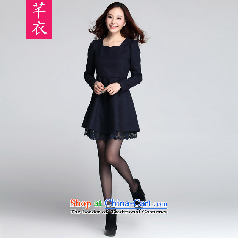Kumabito female thick waves for increased mm code graphics 2015 thin new Fall/Winter Collections thick hair? Korean womens long-sleeved blue skirt 2XL 140-160 characters that constitution Yi shopping on the Internet has been pressed.