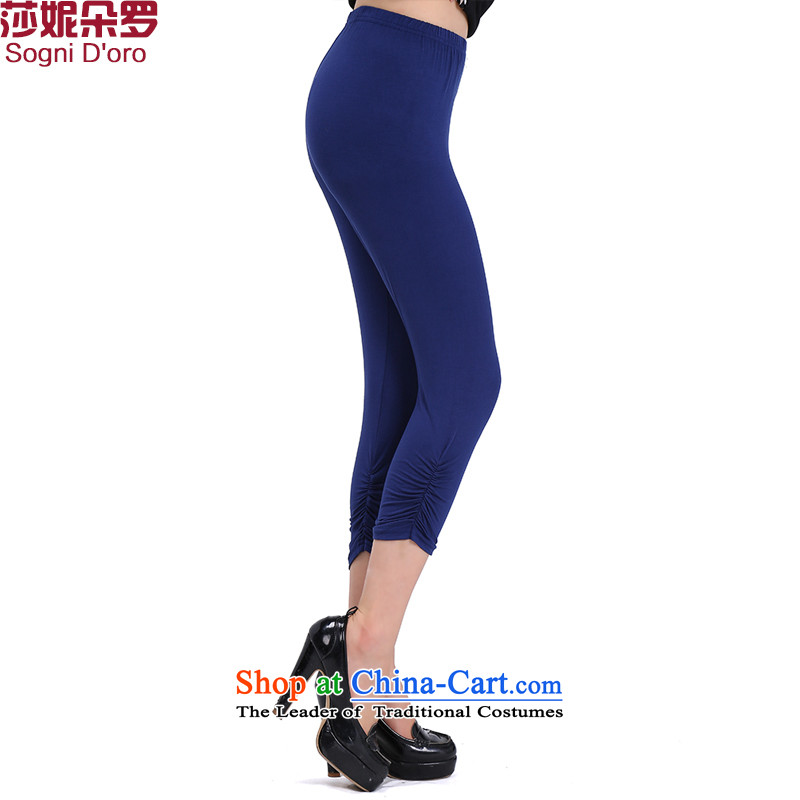 Luo Shani flower forming the code?200 catties thick mm trousers Women's Summer Video 9 to the thin castor casual pants to intensify the ladies pants 6742?6XL blue