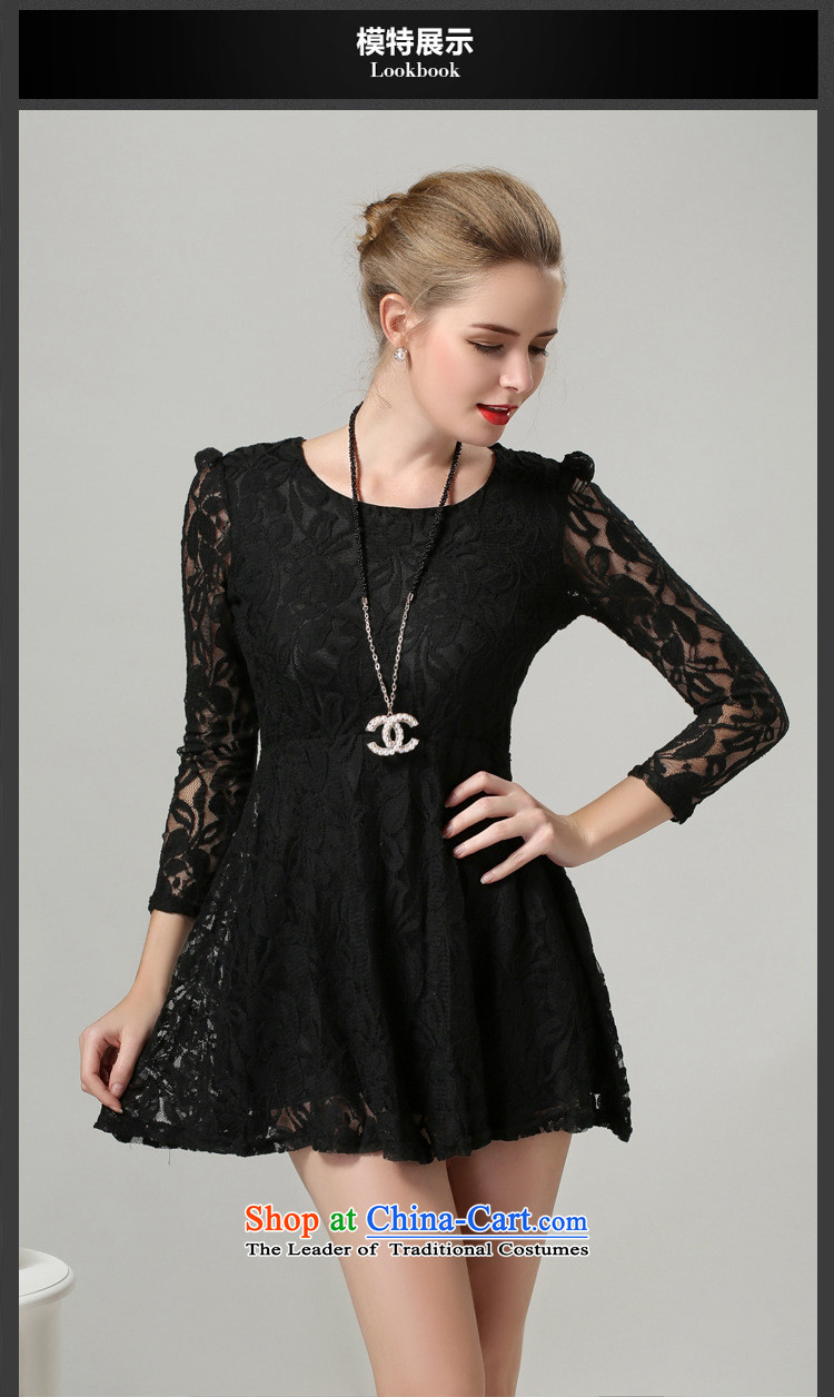 The Ni dream new) Autumn 2015 Europe to increase women's burden of code 200 mm thick temperament Foutune of 9 cuff lace dresses s1036 XXXXL black picture, prices, brand platters! The elections are supplied in the national character of distribution, so action, buy now enjoy more preferential! As soon as possible.