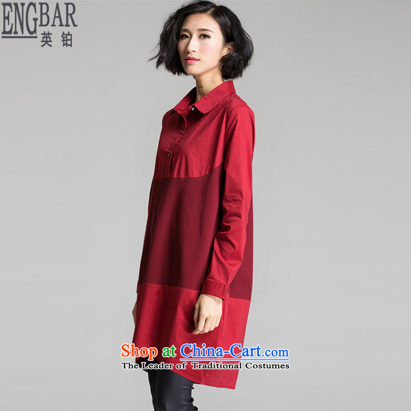 The British Platinum 2015 Autumn replacing new large long-sleeved blouses and video for long-sleeved shirt thin dresses Y1296 wine red large 3XL code, e Platinum (engbar) , , , shopping on the Internet