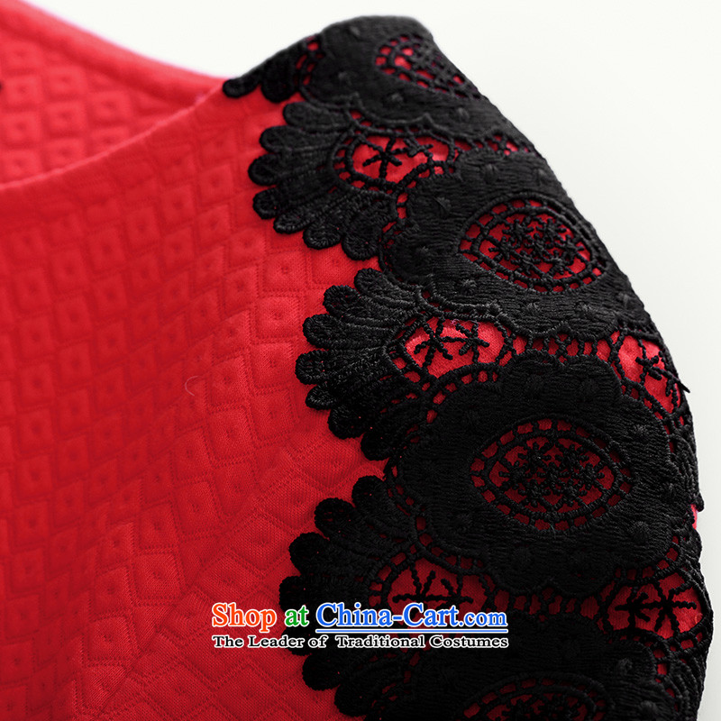 The former Yugoslavia Migdal Code women 2015 winter clothing new stylish mm thick lace stitching long-sleeved top female red 5XL, 944021070 Yugoslavia Mak , , , shopping on the Internet