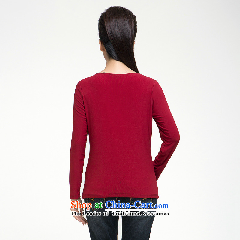 Large long-sleeved T-shirts 2015 Fall/Winter Collections new stylish mm thick thin women forming the video long-sleeved shirt 944171060 4XL, Red Small Mak , , , shopping on the Internet