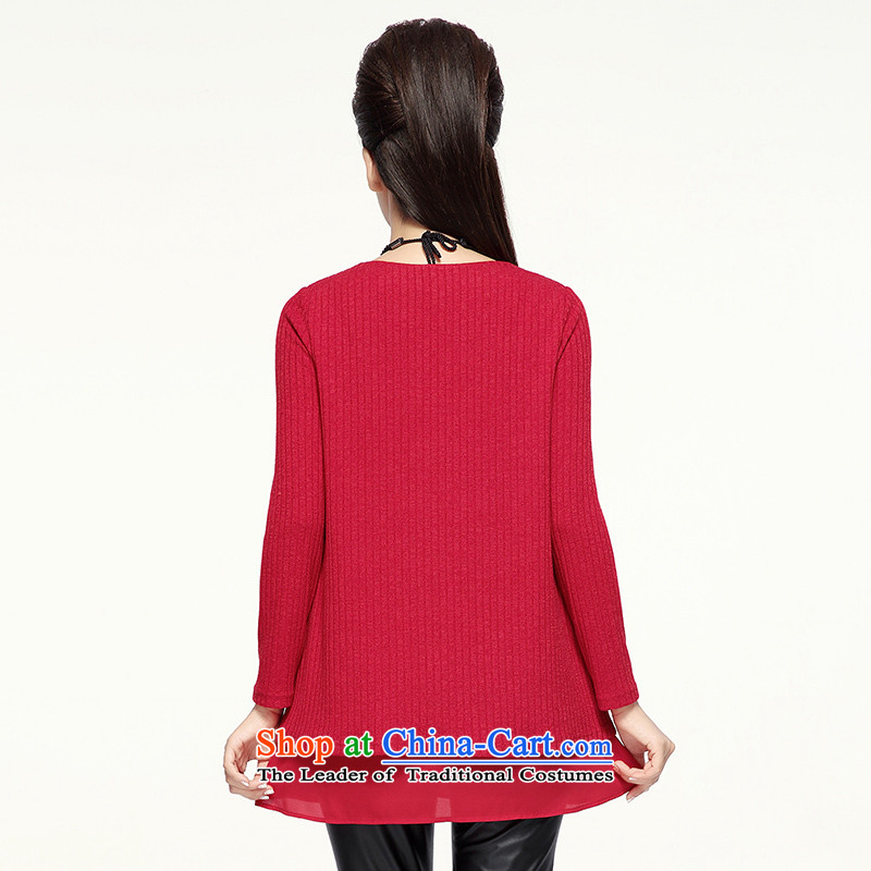 The pre-sale of Yugoslavia Migdal Code women 2015 Autumn replacing new expertise in mm long sleeve and sister larger T-shirt knitwear 944365101 female red pre-sale 3XL, shipping Small Mak 12.12 shopping on the Internet has been pressed.