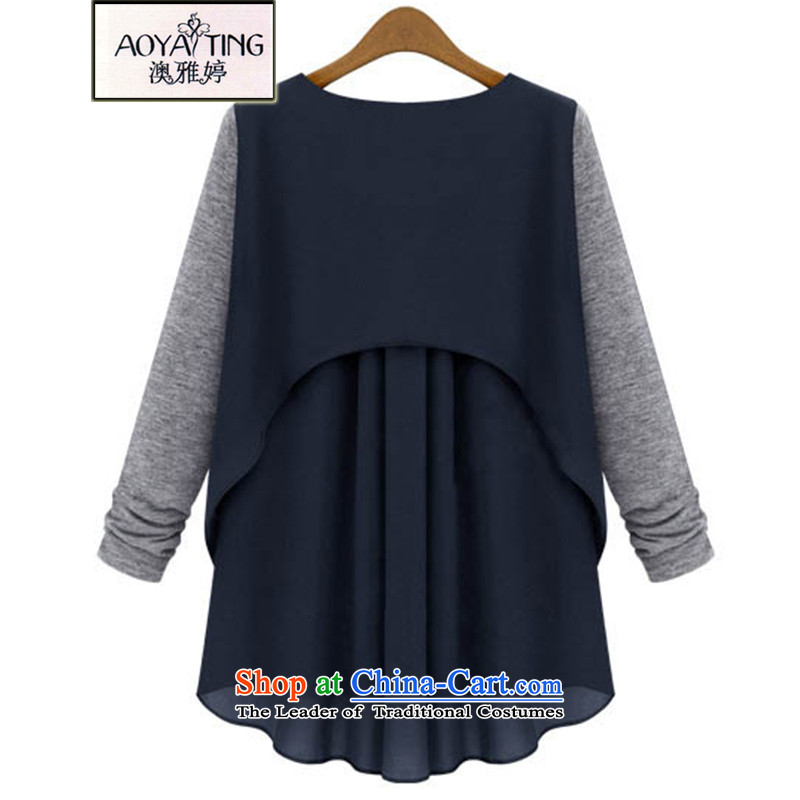 O Ya-ting 2015 Autumn new for women to increase women's wear shirts, Western Wind Jacket long-sleeved T-shirt female 588 dark blue 3XL recommendations 145-165, O Jacob aoyating Ting () , , , shopping on the Internet
