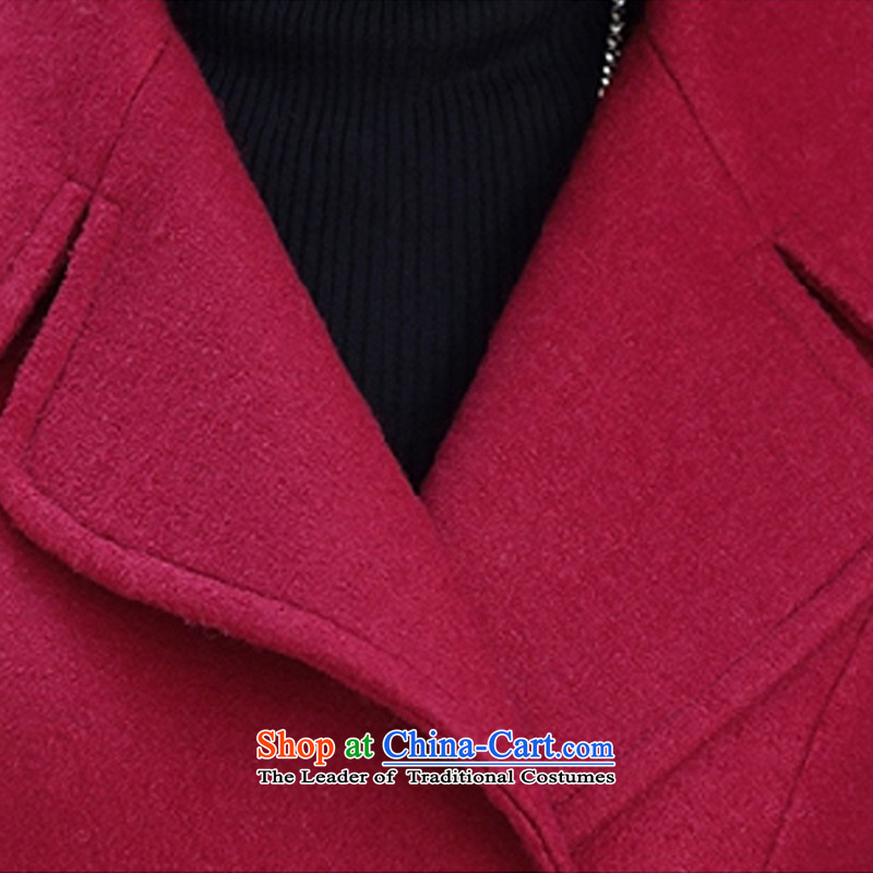 The land of the autumn and winter 2015 new coats female Korea gross?   Gross? jacket version in the female a wool coat long thin coat female MLY227 graphics navy M, better land-ah (MEILOVEYO) , , , shopping on the Internet