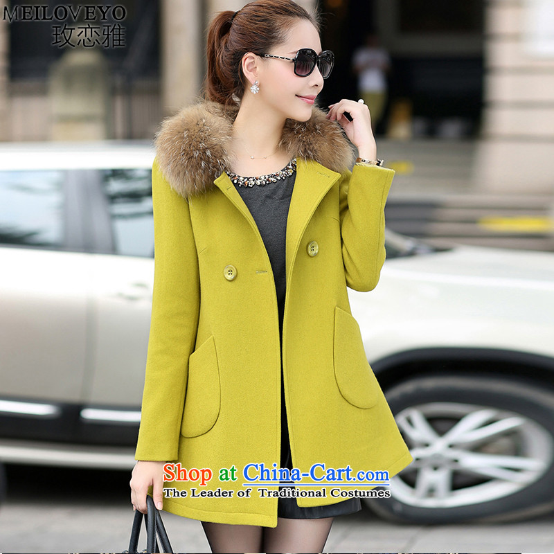 The land of the 2015 autumn and winter new larger gross? double-jacket Korean version of female jacket a wool coat MLY855 girl S green