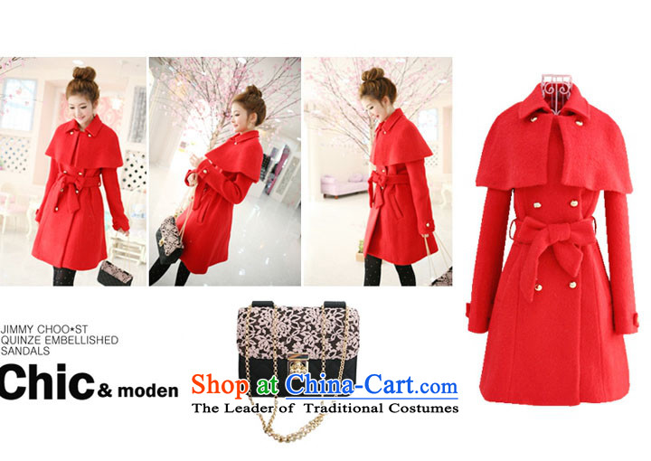 2015 Autumn and winter new Korean cloak-shawl wool coat girl in long?) han bum-thick larger gross female autumn and winter coats? red L picture, prices, brand platters! The elections are supplied in the national character of distribution, so action, buy now enjoy more preferential! As soon as possible.