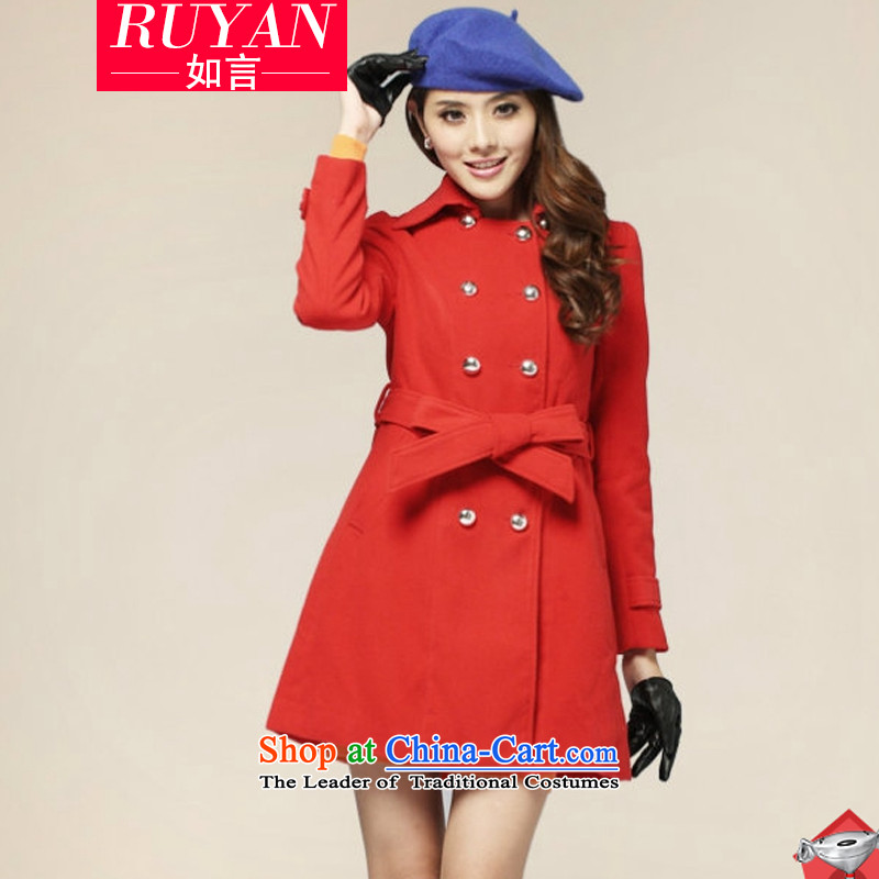 2015 Autumn and winter new Korean cloak-shawl wool coat girl in long?) han bum-thick larger gross female autumn and winter coats are red , L, such as statements (RUYAN) , , , shopping on the Internet