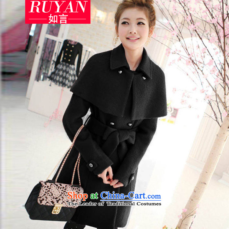 2015 Autumn and winter new Korean cloak-shawl wool coat girl in long?) han bum-thick larger gross female autumn and winter coats are red , L, such as statements (RUYAN) , , , shopping on the Internet