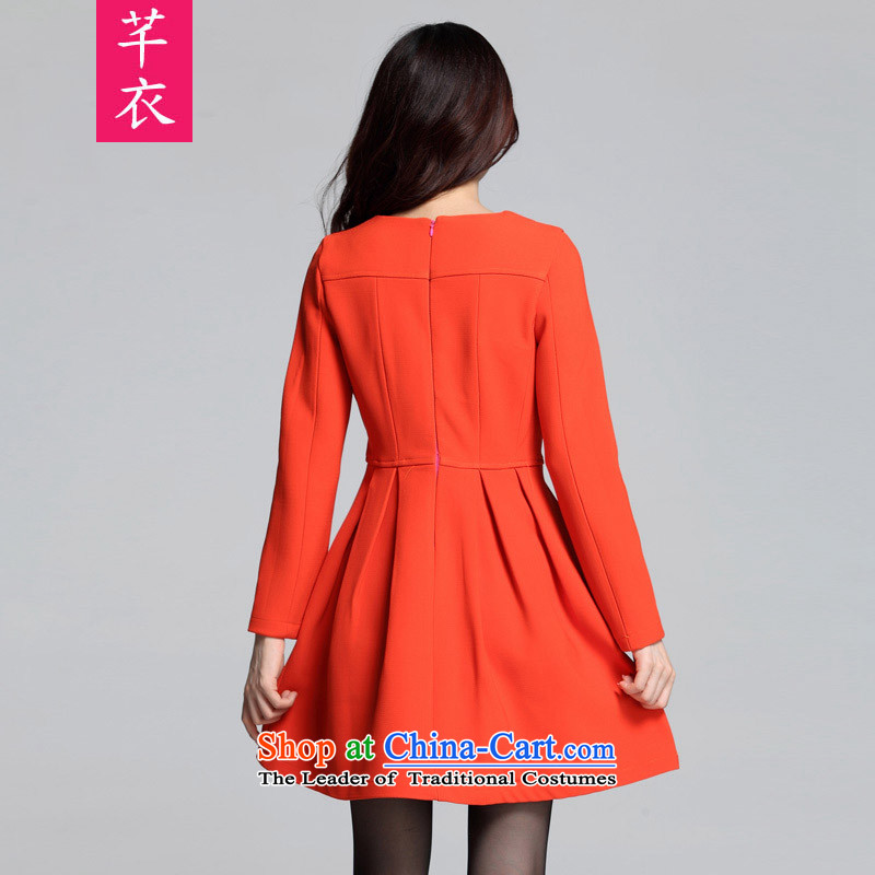 Kumabito female XL 2015 new autumn and winter thick mm retro gentlewoman Foutune of video thin thick knitting twill long-sleeved shirt skirt orange 170-185 4XL, Constitution Yi shopping on the Internet has been pressed.