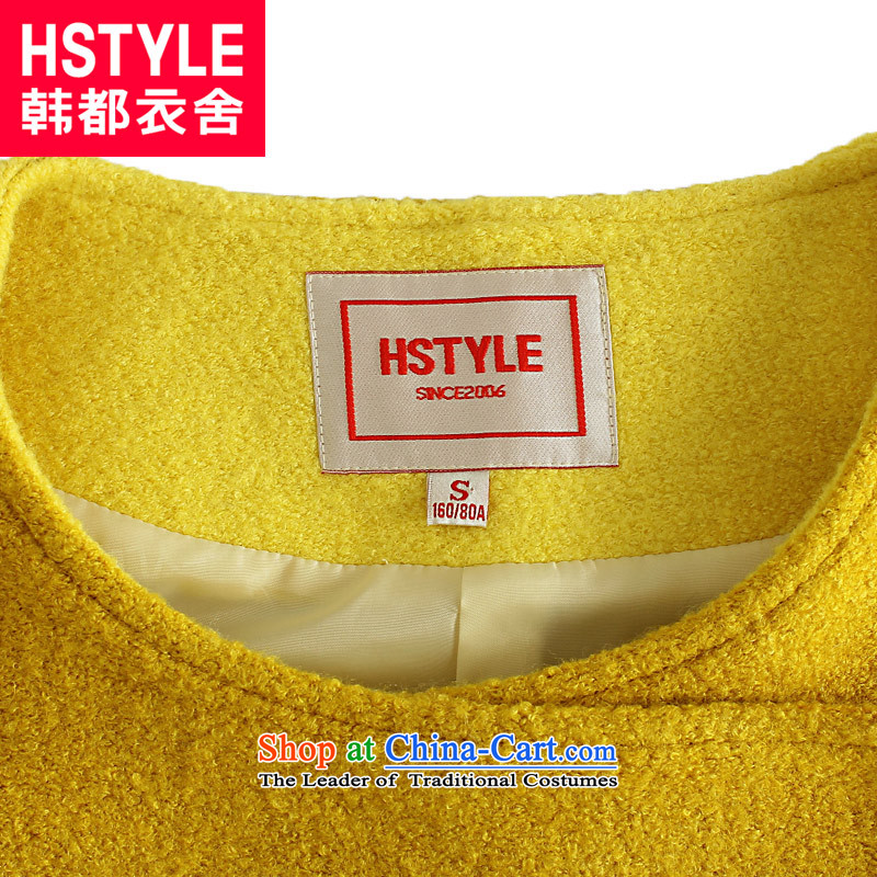 Korea has the Korean version of the Dag Hammarskjöld yi 2015 winter clothing new women's solid color stitching gross short)? GJ3408 jacket , L, Korea has yellow Tsat Yi Homes , , , shopping on the Internet