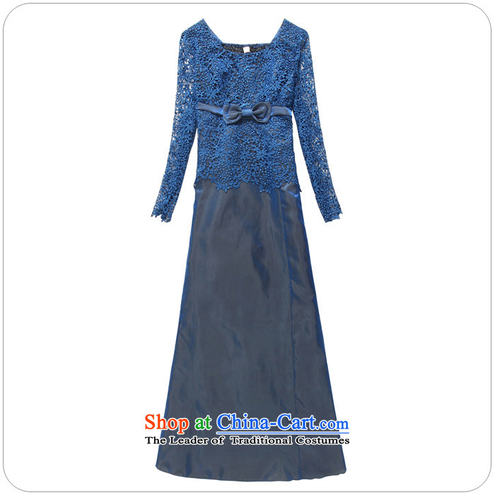 Thick people women 2015 new fat mm ultra-hosted a meeting long-sleeved skirt lace engraving xl long nights dress dresses blue XL 120-140 catty picture, prices, brand platters! The elections are supplied in the national character of distribution, so action, buy now enjoy more preferential! As soon as possible.