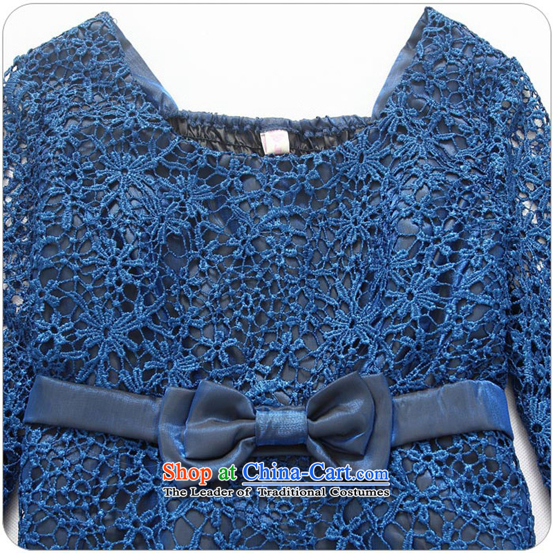 Thick people women 2015 new fat mm ultra-hosted a meeting long-sleeved skirt lace engraving xl long nights dress dresses blue XL 120-140, Constitution Yi shopping on the Internet has been pressed.