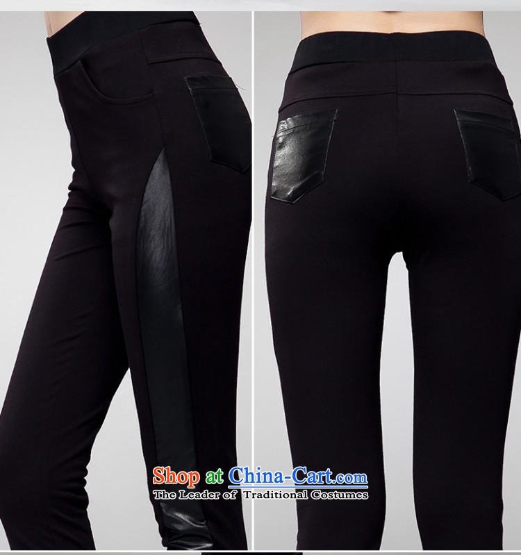 The Eternal Yuexiu code ladies casual pants 2015 Autumn thick sister thick people new Korean PU stitching graphics thin wild hip high Waist Trousers black 4XL(160 catty -180 through pictures), coal prices, brand platters! The elections are supplied in the national character of distribution, so action, buy now enjoy more preferential! As soon as possible.