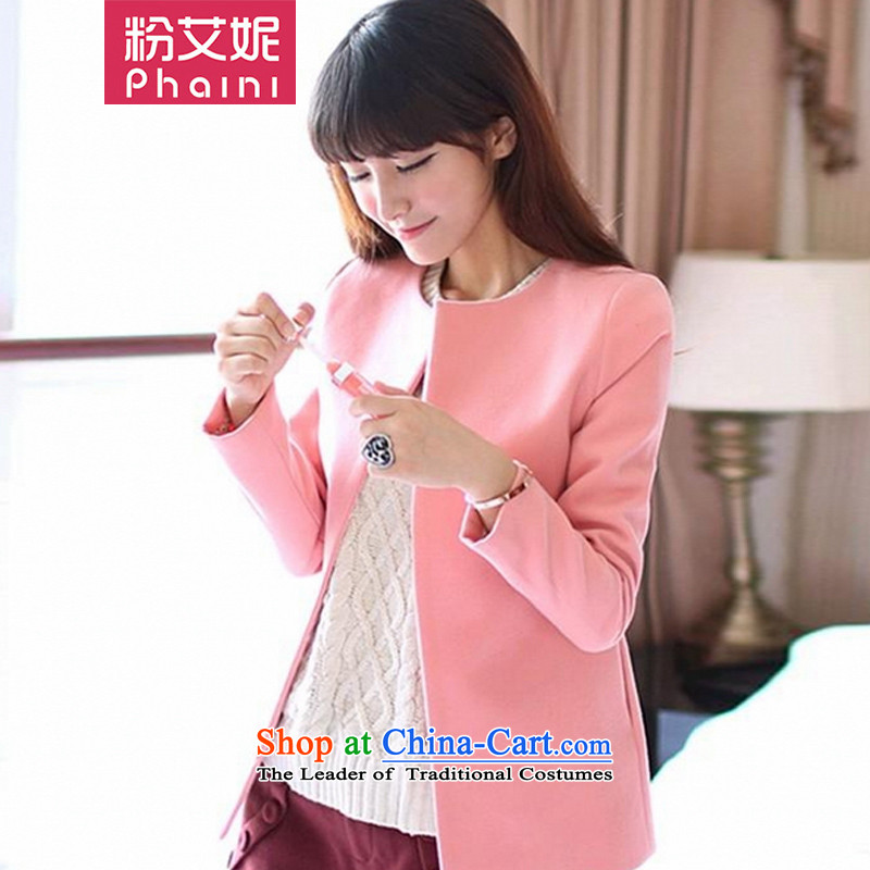 Annie toner 2015 Korean female autumn gross jacket? Boxed new long-sleeved Ma Caron color jacket cashmere cloak a pink?M