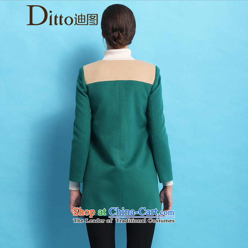 Ditto dutout autumn and winter stylish new products in the stitching Color Plane Collision long coats gross TKCR541 green jacket? Xl,ditto,,, shopping on the Internet