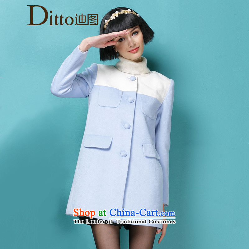 Ditto dutout autumn and winter stylish new products in the stitching Color Plane Collision long coats gross TKCR541 green jacket? Xl,ditto,,, shopping on the Internet