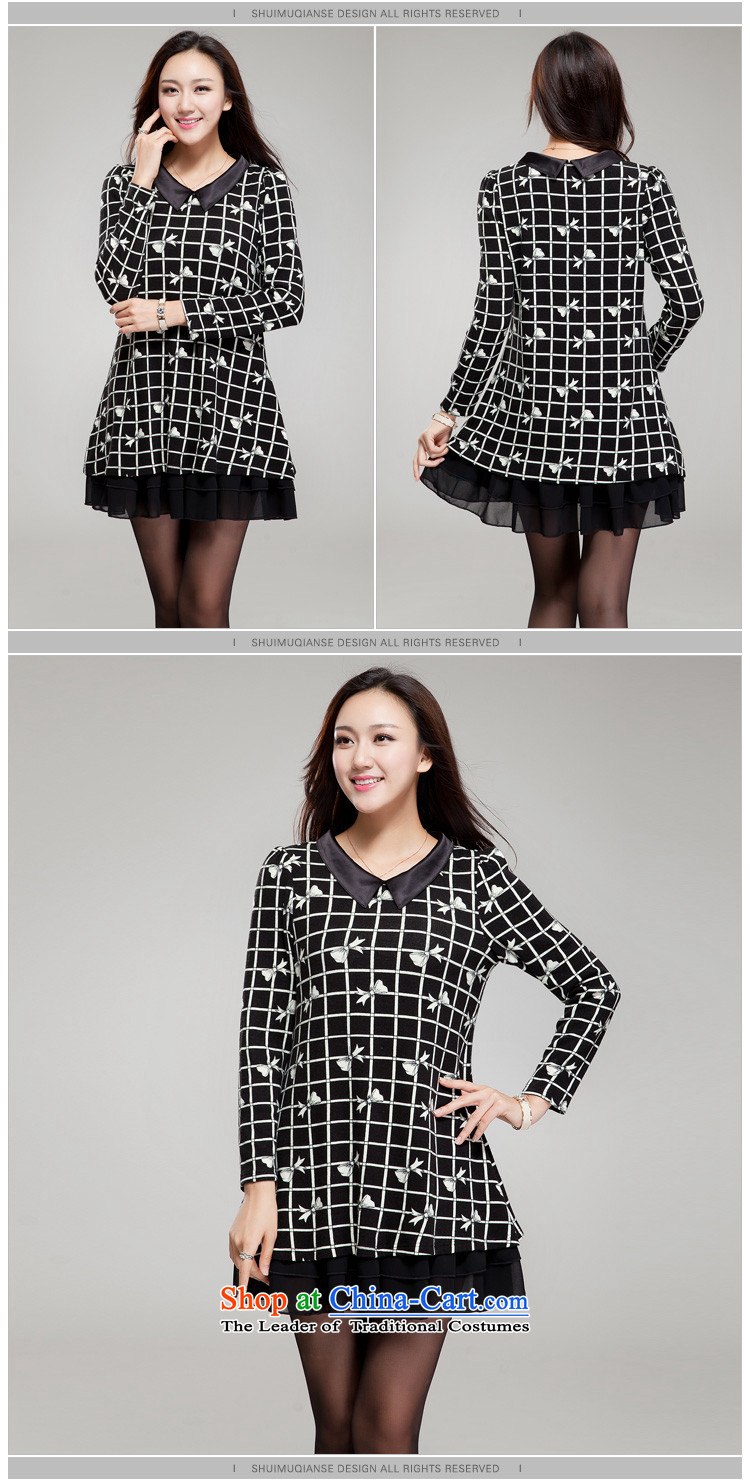 Rui Mei to 2015 to increase the number of women with the new Korean autumn thick mm loose video thin lapel bow tie stamp long-sleeved dresses YF21 black XL(131 catty-150 catty through pictures), prices, brand platters! The elections are supplied in the national character of distribution, so action, buy now enjoy more preferential! As soon as possible.