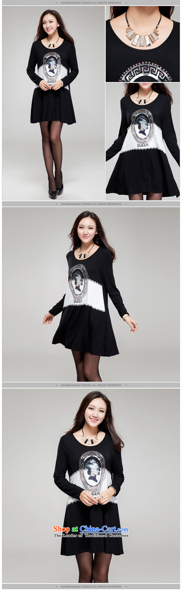 Rui Mei to large 2015 women fall new Korean retro stamp to drill ironing xl thick mm loose video thin long-sleeved dresses YF25 black 4XL(191 catty-210a catty through pictures), prices, brand platters! The elections are supplied in the national character of distribution, so action, buy now enjoy more preferential! As soon as possible.