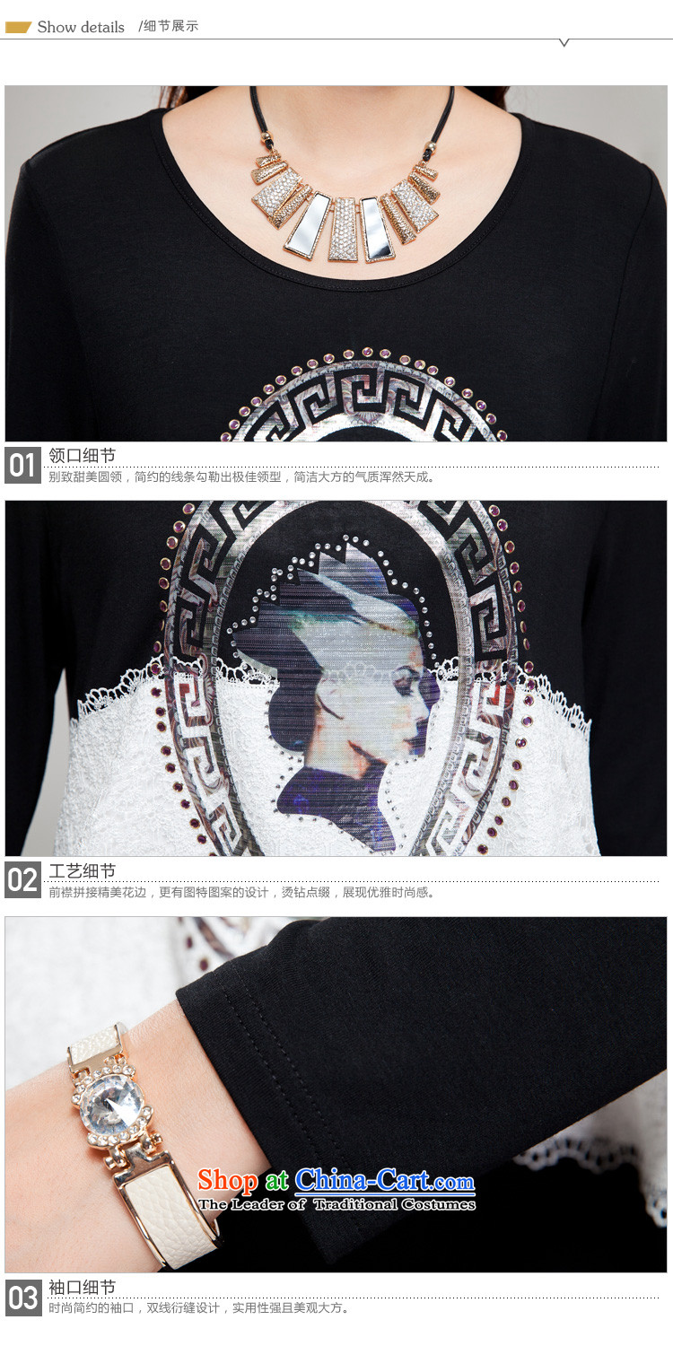 Rui Mei to large 2015 women fall new Korean retro stamp to drill ironing xl thick mm loose video thin long-sleeved dresses YF25 black 4XL(191 catty-210a catty through pictures), prices, brand platters! The elections are supplied in the national character of distribution, so action, buy now enjoy more preferential! As soon as possible.