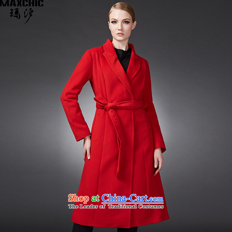 Marguerite Hsichih maxchic 2015 autumn and winter clothing Washable Wool Sweater Ms. Wai-wrapped with long hair? coats female Sau San 13672 RedM