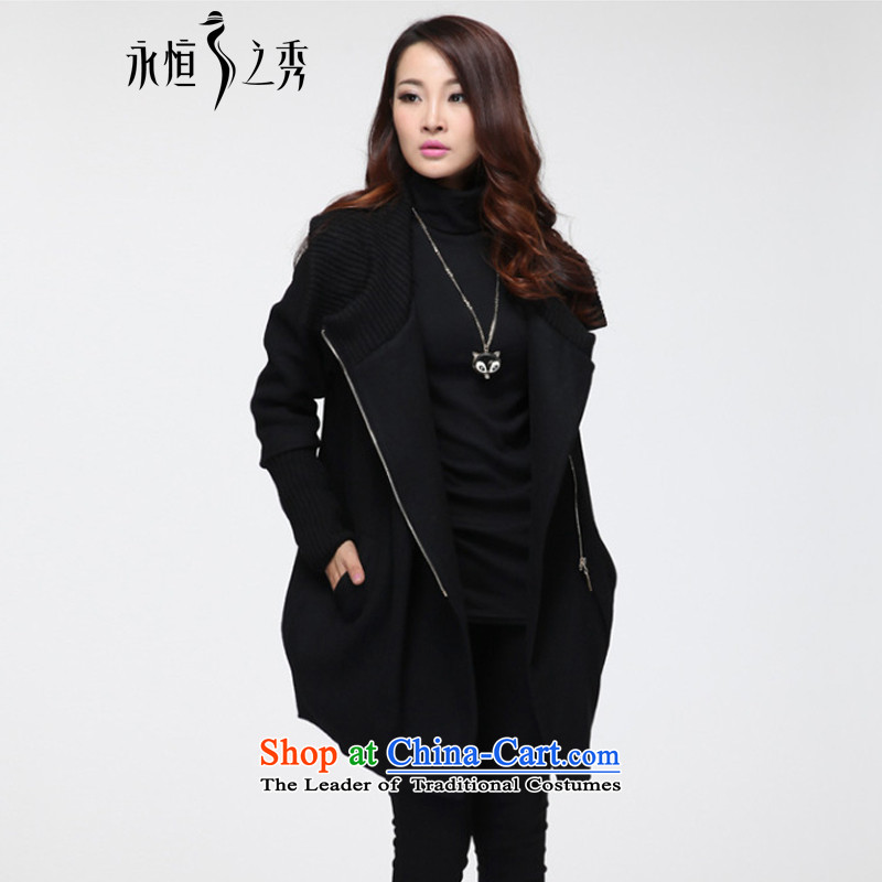 The Eternal Soo-to increase women's code gross? 2015 autumn and winter coats of Korean version of the new video in thin people thick long hair? jacket thick mm female cardigan black 3XL, eternal Soo , , , shopping on the Internet