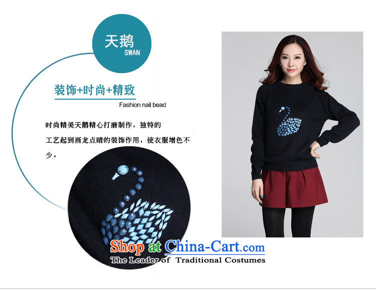 The Constitution hazel to increase the number of ladies' knitted shirts Package Mail 2015 Fall/Winter Collections with loose staples of leisure sweater pearl swan pattern shirt stylish deep blue T-shirt XL about 130-145 catty picture, prices, brand platters! The elections are supplied in the national character of distribution, so action, buy now enjoy more preferential! As soon as possible.