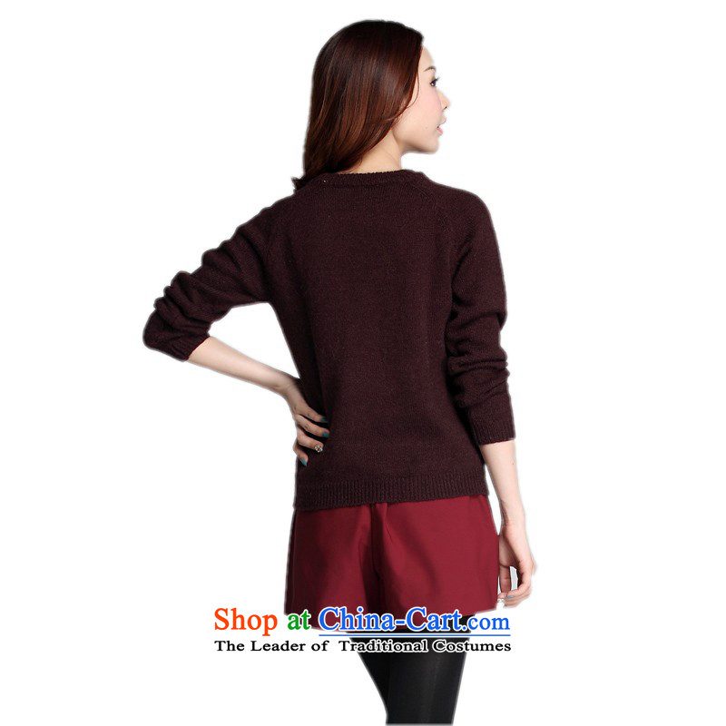 The Constitution hazel to increase the number of ladies' knitted shirts Package Mail 2015 Fall/Winter Collections with loose staples of leisure sweater pearl swan pattern shirt stylish deep blue T-shirt about 130-145 XL, Hazel (QIANYAZI constitution) , ,