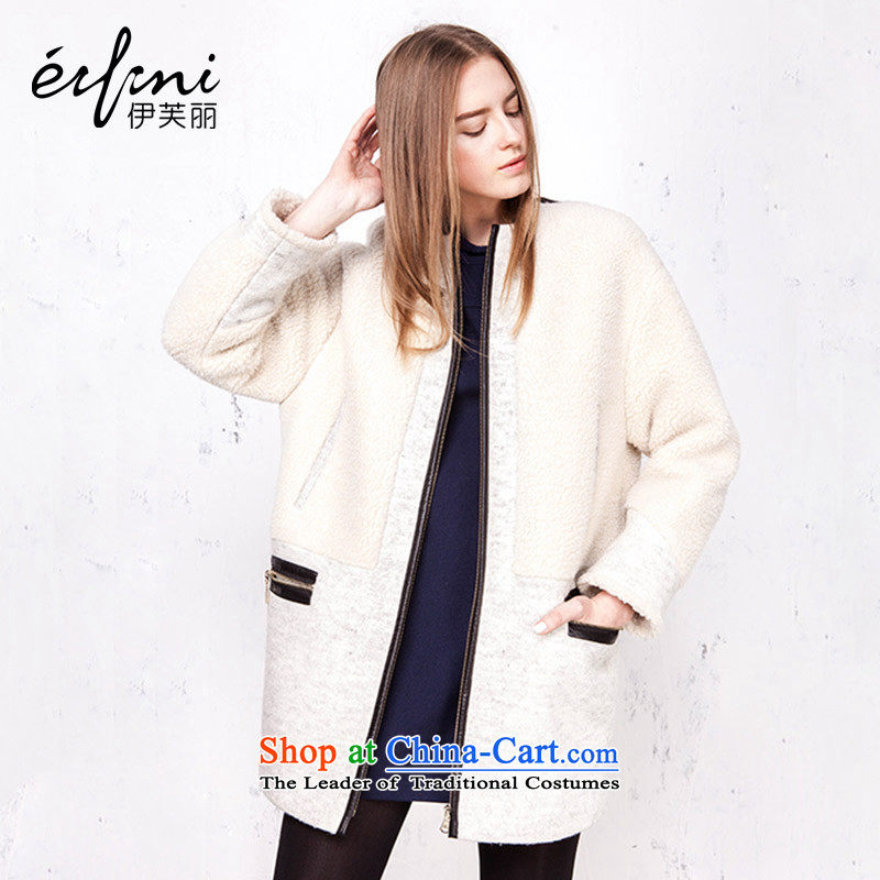 Of the new 2015 Lai female Lamb Wool coat round-neck collar long-sleeved?? coats 14093347275 pale beigeL