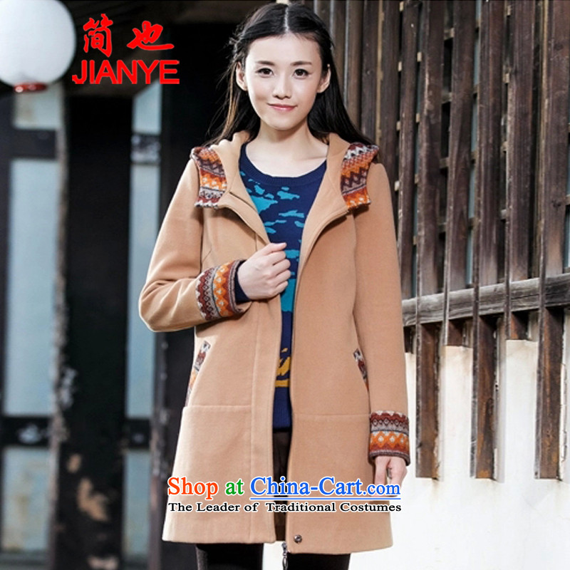 Jane can also  fall and winter 2014 new arts with cap for leisure long-sleeved jacket female 2229# gross? color representation , L, Jane also (jianye) , , , shopping on the Internet