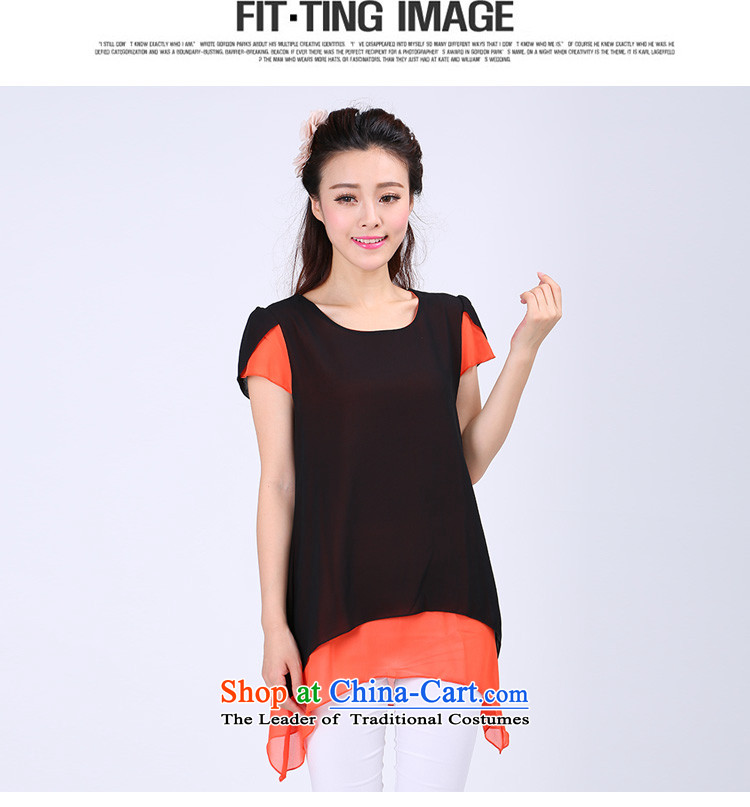 Luo Shani flower code T-shirts thick sister to intensify the thick, Hin thin, loose short-sleeved shirt 6747 female chiffon black 5XL picture, prices, brand platters! The elections are supplied in the national character of distribution, so action, buy now enjoy more preferential! As soon as possible.