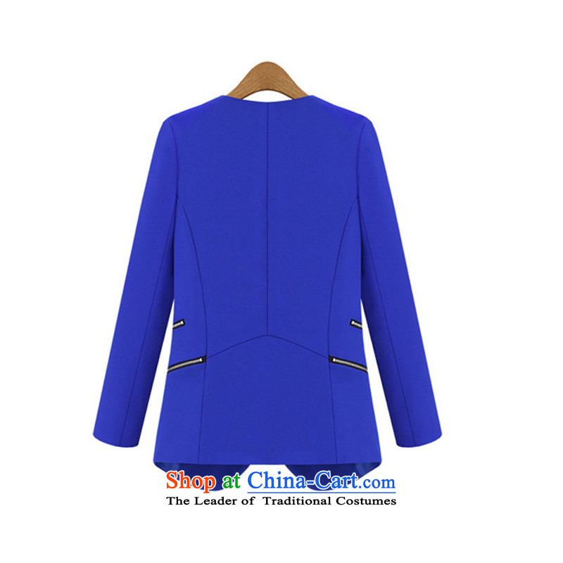 Gwi Tysan 2015 thick mm spring new extra women small business suit to xl loose lapel cardigan suit coats M45102 blue 3XL, female Gwi Tysan shopping on the Internet has been pressed.