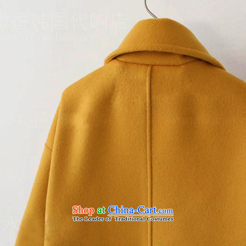 Iw 2015 autumn and winter new Korean loose minimalist lapel a wool coat female Sau San single row is long hair? large jacket turmeric yellow M, I was going to my network (I'GO I'WO) , , , shopping on the Internet