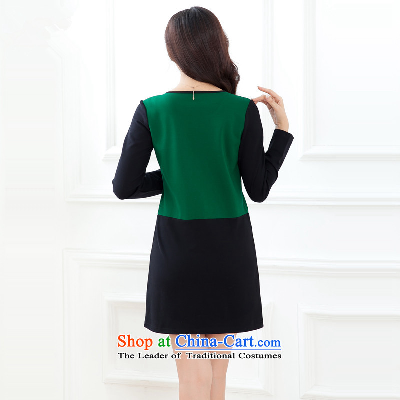 Maximum number of women fall 2015 ultra high-end long-sleeved autumn load temperament dresses early autumn new Korean large female cotton linen video thin Sau San long-sleeved dresses gas green XXXL, smity minor shopping on the Internet has been pressed.