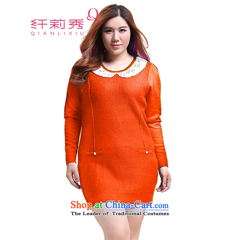 The former Yugoslavia Li Sau 2014 autumn and winter new larger female lace dolls, forming the basis for the Netherlands in long knitted sweaters Q5922 3XL, Orange Small Li Sau-shopping on the Internet has been pressed.
